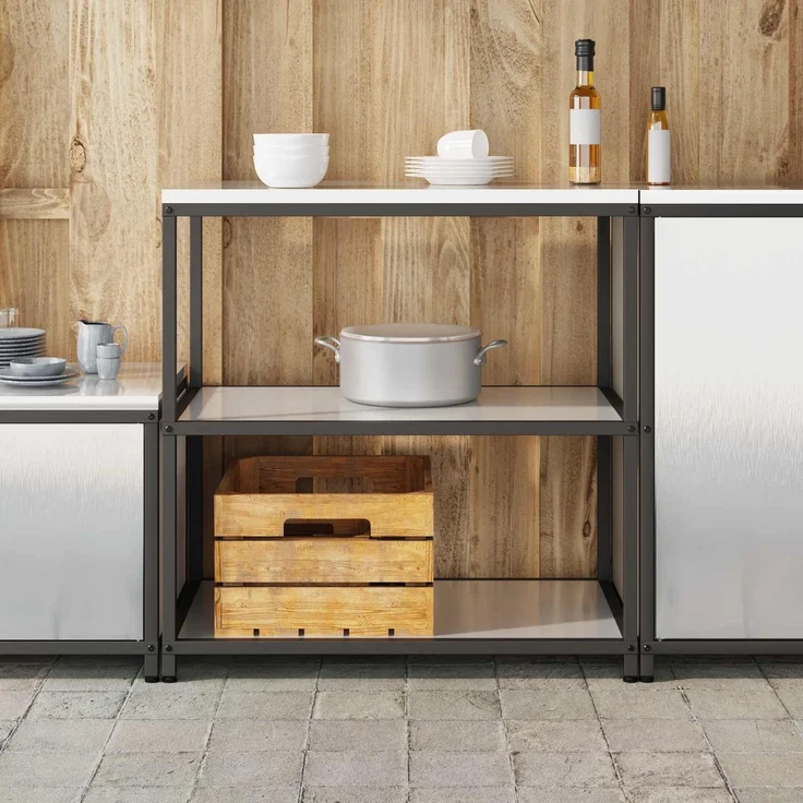 vidaXL Küchenregal HATTEM Silber 90 x 50 x 92 cm Stahl 874958 – Bild 4