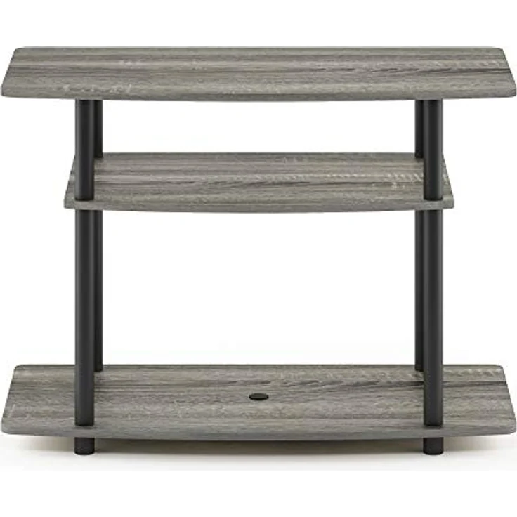 Furinno TV-Schrank mit 3 Ebenen, holz, Französische Eiche Grau/Schwarz, 40.13 x 80 x 59.18 cm – Bild 6