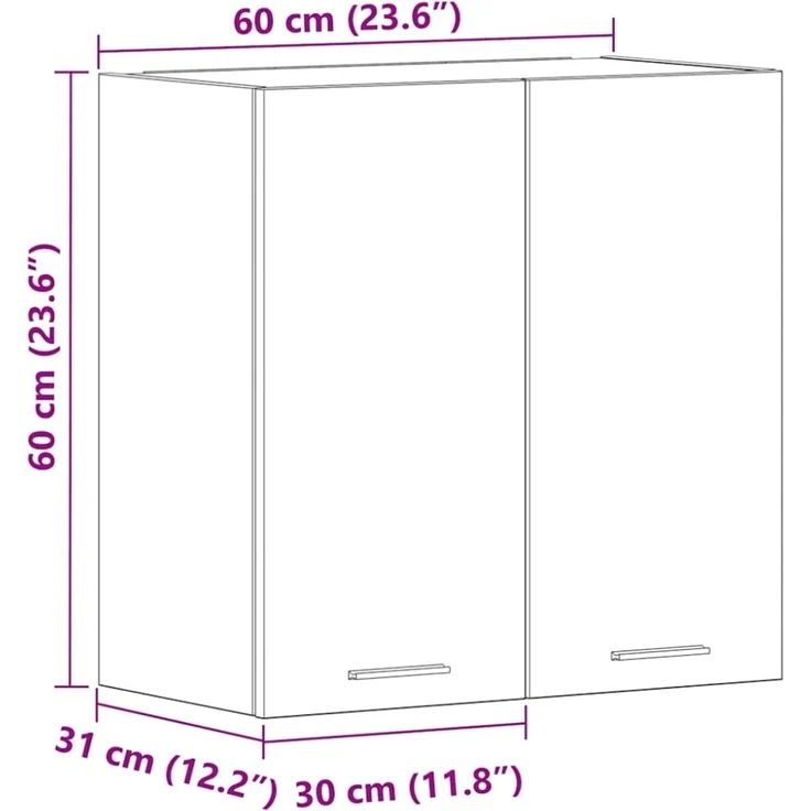 vidaXL Küchenwandschrank Lyon Artisan-Eiche 60x31x60 cm Holzwerkstoff 861148 – Bild 7