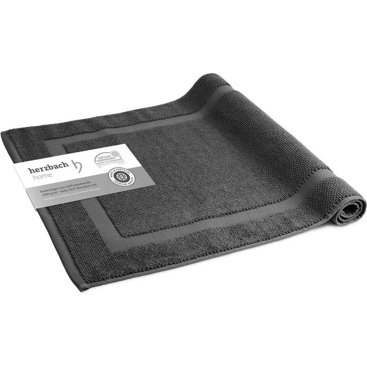 herzbach home Badematte Spa 60x100 cm, Baumwolle, Rechteckig, 1000g/m², Premium-Qualität, 100% Baumwolle, mit Bordüre