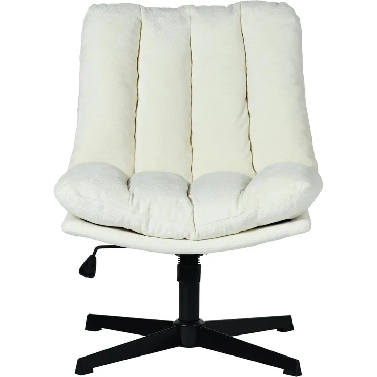MEUBLE Cosy Sessel 360° Drehbar Loungestuhl mit höhenverstellbar Wippfunktion Lehnstühle Relaxsessel Polsterstuhl für Schlafzimmer Wohnzimmer, Stoff, Beige