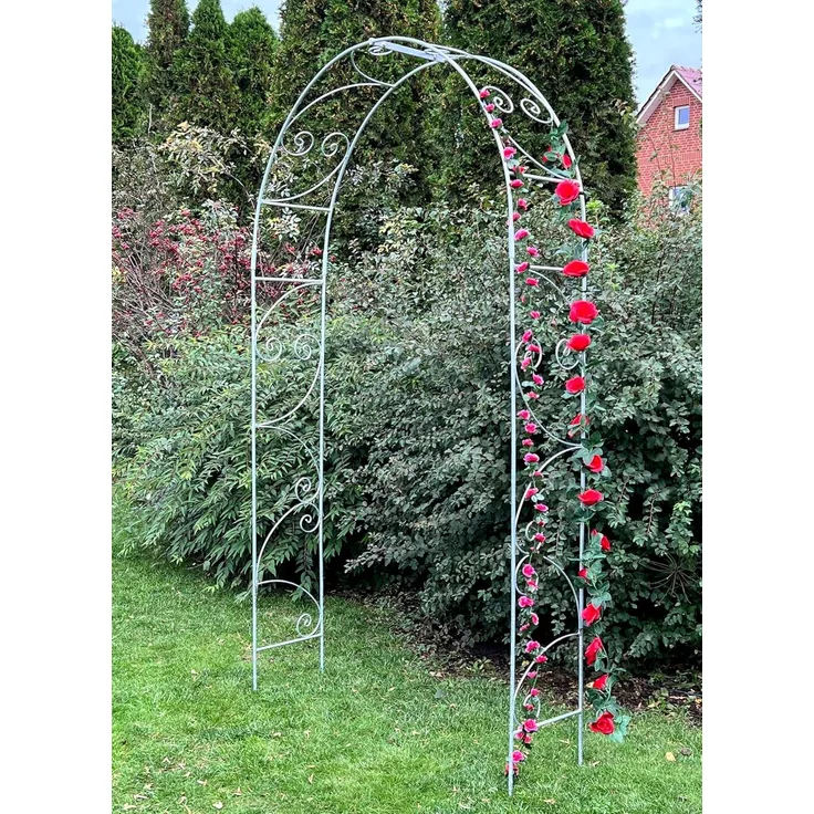 DanDiBo Rosenbogen aus Metall Stabil Verzinkt 120 cm Breit Rankbogen 96518 Gartenbogen Torbogen Rundbogen Pflanzbogen Massiv Feuerverzinkt Garten Wetterfest Volleisen