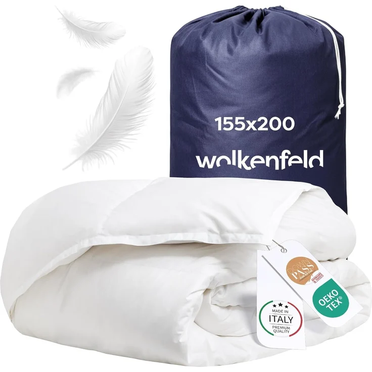 Wolkenfeld Daunenbettdecke Winterbettdecke Daunendecke Anti-Milben, Hypoallergen, Waschbar, Bezug: 100% Baumwolle, 135x200, 155x220, 200x200, 220x240 Gänsedaunen & Federn 500 g/m² – Bild 1