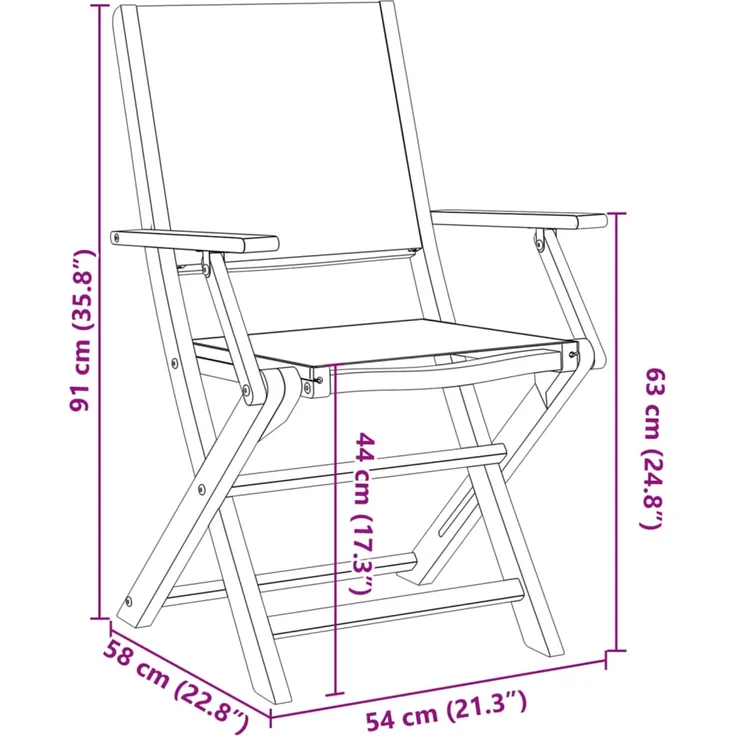 vidaXL Gartenstühle 4 Stk. Klappbar Anthrazit Stoff und Massivholz 3214577 – Bild 10