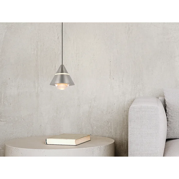 Kleine LED Pendelleuchte ROMEO höhenverstellbar, einflammig, Silber Ø 10cm
