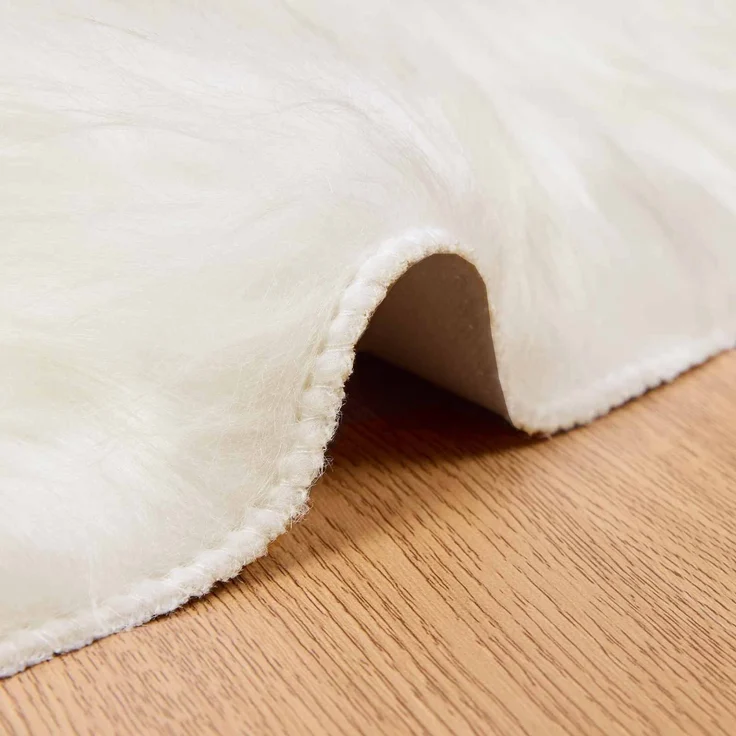 vidaXL Kunstschaffell Teppich Tafalla Weiß Ø 200 cm Polyester 42021473 – Bild 6