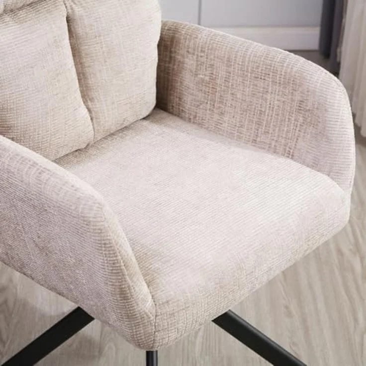 HOME DELUXE Esszimmerstuhl mit Armlehne ALUNA Chenille - 10er Set Beige – Bild 5