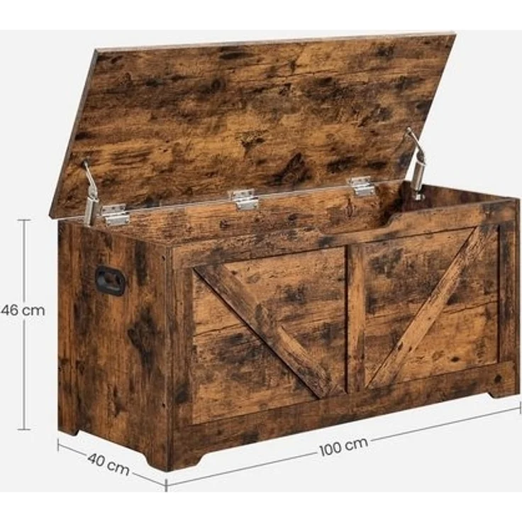 Vasagle Aufbewahrungsschrank, Spielzeugtruhe, Schuhbank, Sitztruhe, Sitzbank mit Stauraum, Sicherheitsscharniere, Holzspanplatte, vintagebraun, 100 x 40 x 46 cm – Bild 5