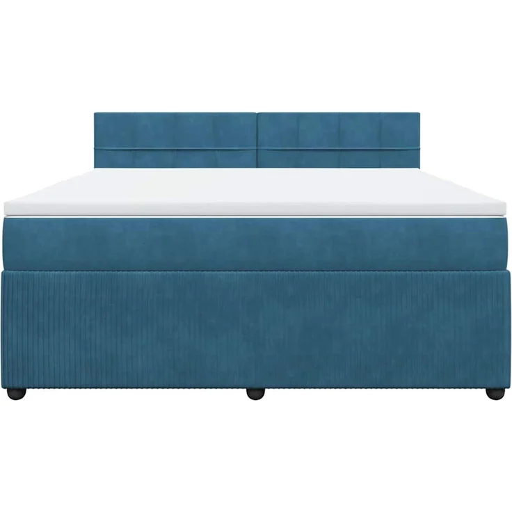 vidaXL Boxspringbett mit Matratze Blau 180x200 cm Samt 3287810 – Bild 3