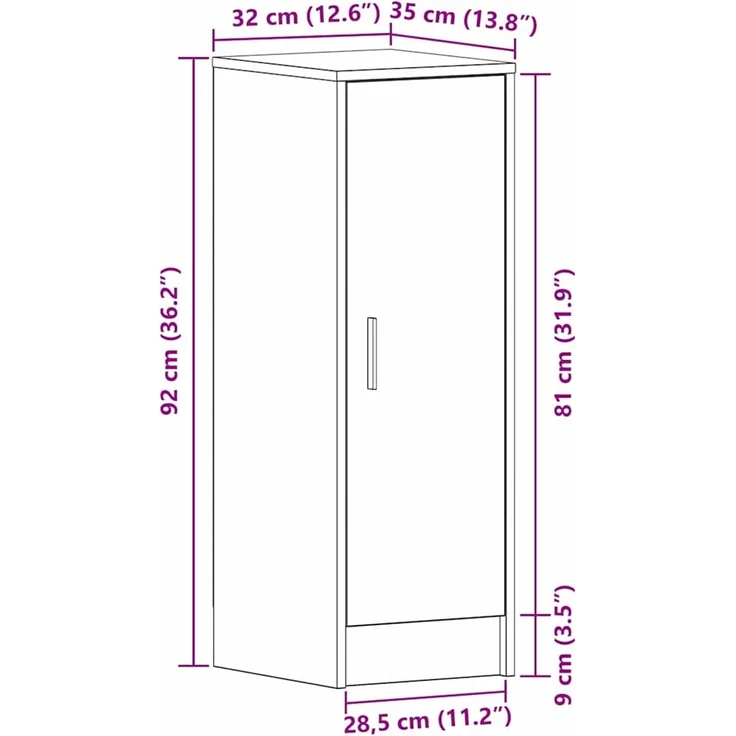 vidaXL Schuhschrank Schwarz Eichen-Optik 32 x 35 x 92 cm Holzwerkstoff 862685 – Bild 10