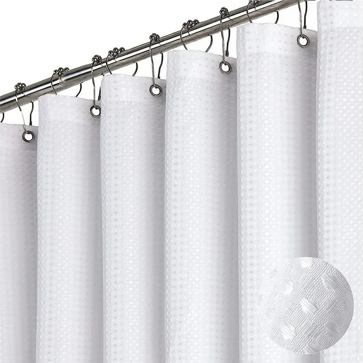 Diwzbyn Duschvorhang aus Waffelstoff, wasserabweisend, waschbar & extra dick Breite 180 cm (1-tlg), strukturierter Stoffvorhang für Badezimmer – Bild 1