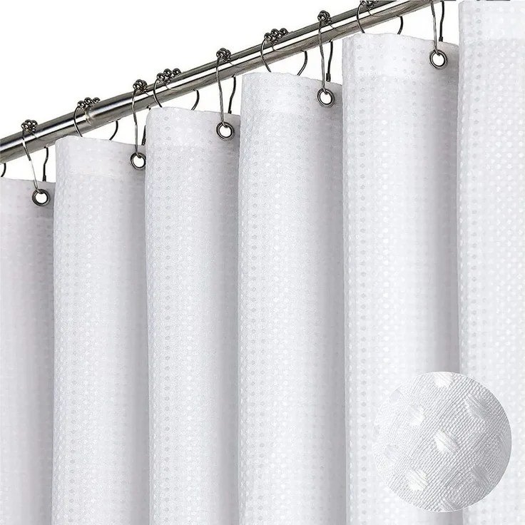 Diwzbyn Duschvorhang aus Waffelstoff, wasserabweisend, waschbar & extra dick Breite 180 cm (1-tlg), strukturierter Stoffvorhang für Badezimmer
