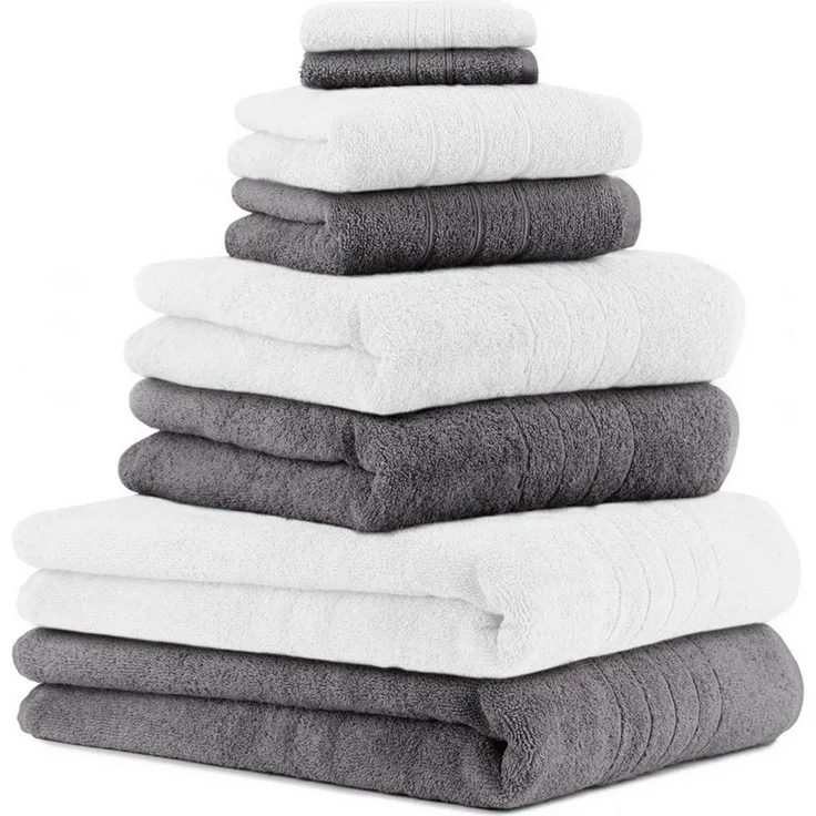 Betz Handtuch Set 8-TLG. Handtuch-Set Deluxe 100% Farbe weiß und anthrazit grau, 100% Baumwolle (Set, 8-St)