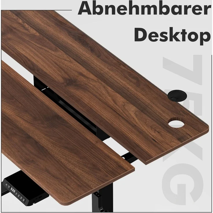 HOMAVO höhenverstellbarer Schreibtisch 60×120 cm, mit Memory- und Anti-Kollisionsfunktion, USB-A- und USB-C-Anschlüssen, Höhe 70–120 cm, Nussbaum – Bild 3
