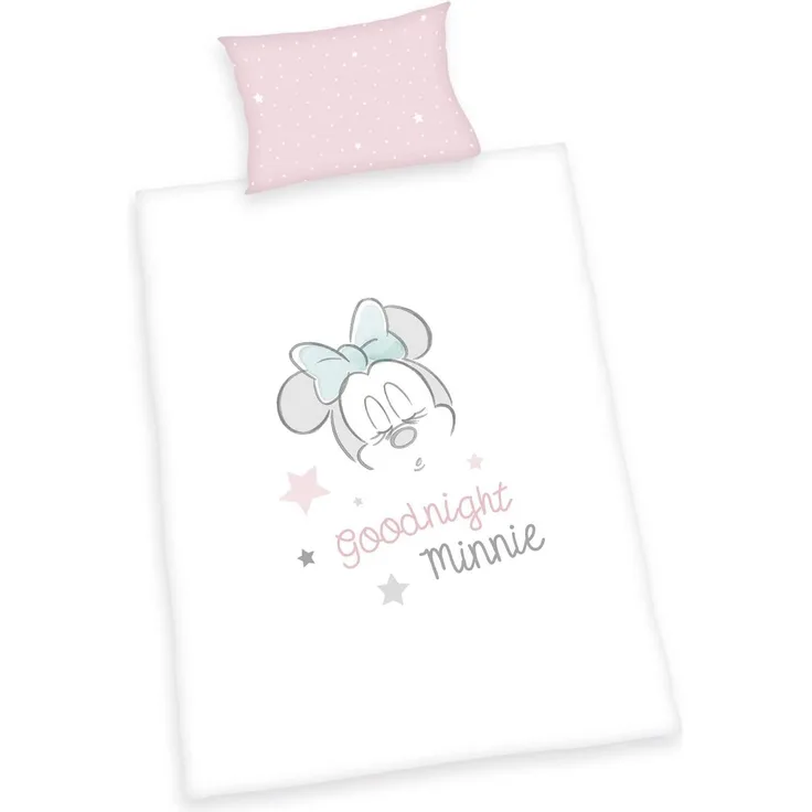 Disney Minnie Mouse Bettwäsche 100x135 cm 100% Bio-Baumwolle Flanell Bettwäsche