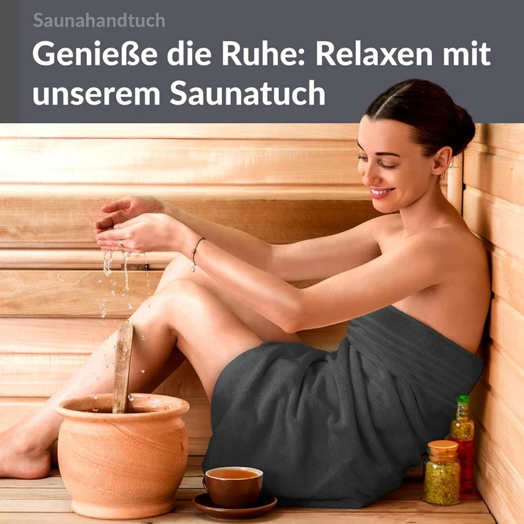 Lashuma Saunatuch London, Frottee (1-St), Badetuch extra lang 85x220 cm, Handtuch Wellness – Bild 6