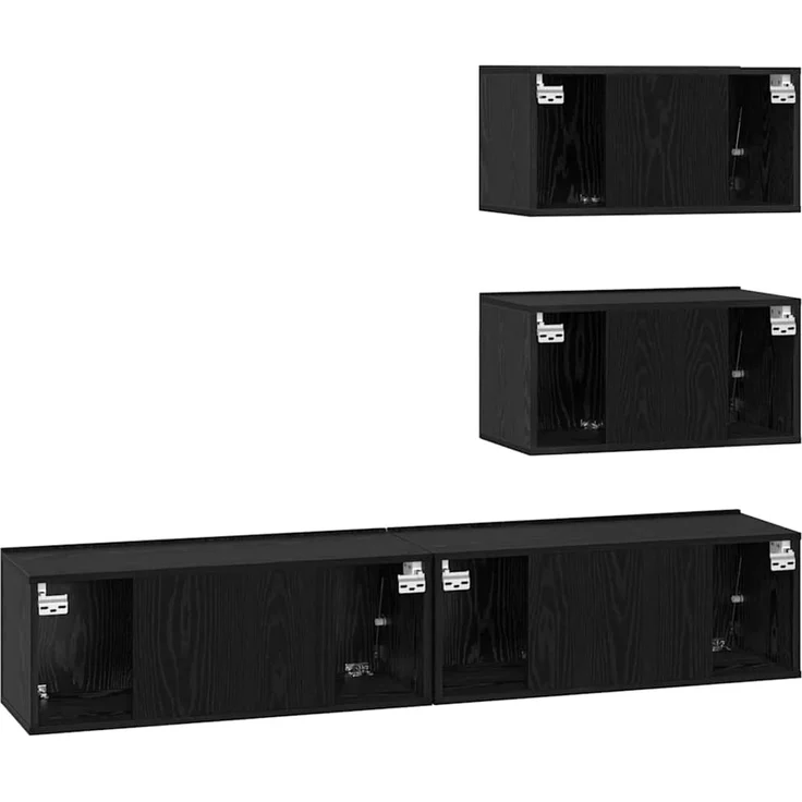 vidaXL TV-Schrankset 4 pcs Schwarz Eichen-Optik Holzwerkstoff 3393394 – Bild 9