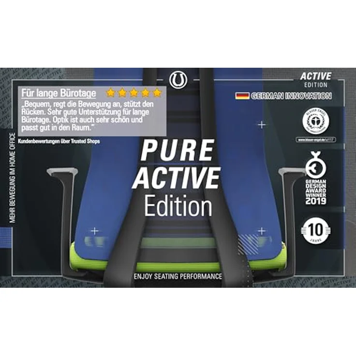 Interstuhl Bürostuhl Pure Active Edition - Ergonomischer Drehstuhl mit Smart-Spring Technologie, 1D-Armlehne, Blau | Grün, Made in Germany – Bild 5