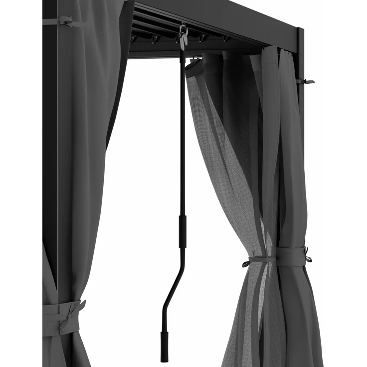 Blumfeldt Pergola 3x4 m - Verstellbares Lamellendach, Wasserdicht & Winterfest, Inkl. Vorhänge & Moskitonetze, UV-Schutz, Aluminium-Rahmen, Schwarz – Bild 4