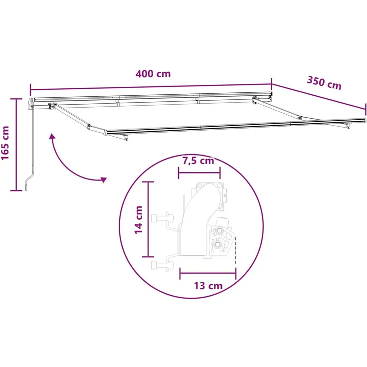 vidaXL Ausziehbare Markise, Hellgrau und Weiß, 4 x 3.5 m – Bild 7