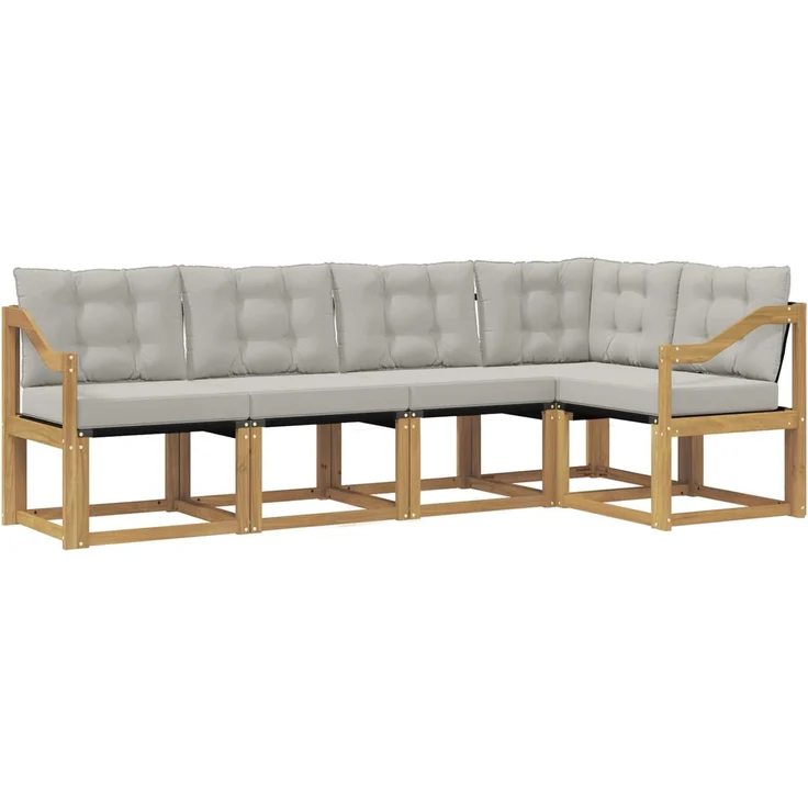 vidaXL Outdoor-Sofagarnitur 5 stk. 5-Sitzer Weiß und Hellgrau 3389485 – Bild 2