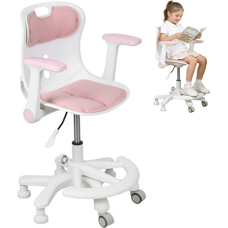 Rutaqian Kinderstuhl Schreibtischstuhl Kinder, Höhenverstellbarer Kinderdrehstuhl, Drehstuhl Kinder Mit Fußstütze & Armlehnen, Ergonomischer Kinderstuhl – Bild 1