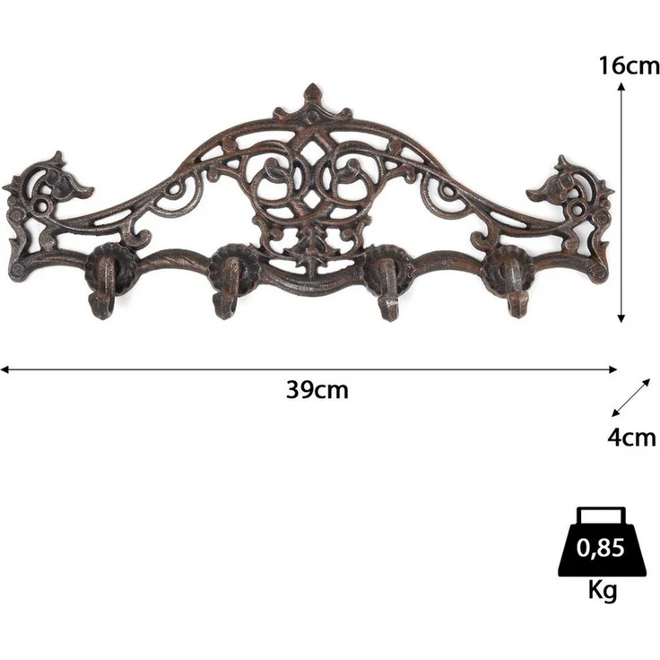 Moritz Garderobenleiste 4 Haken Garderobe Antik Hakenleiste Verzierungen – Bild 2