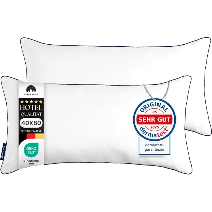 Gentle North Microfaserkissen Kopfkissen in Hotelqualität - Einzeln oder im 2er Set - 60° Waschbar, Füllung: Polyester, Rückenschläfer, Seitenschläfer, Bauchschläfer, Comfort, Reißverschluss für Füllung - Made in EU - allergikerfreundlich – Bild 1