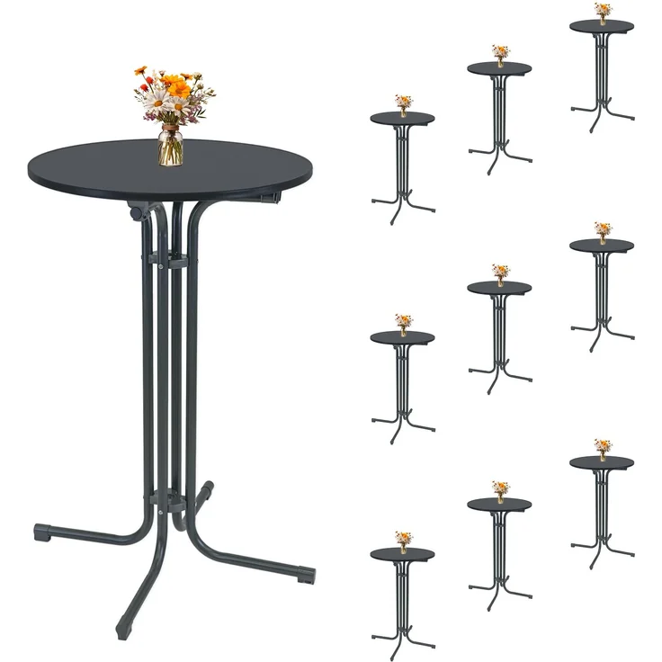 10x Stehtisch klappbar Ø 70 cm Höhe 110 cm Stahl Gastrotisch Partytisch Bistrotisch in Anthrazit – Bild 1