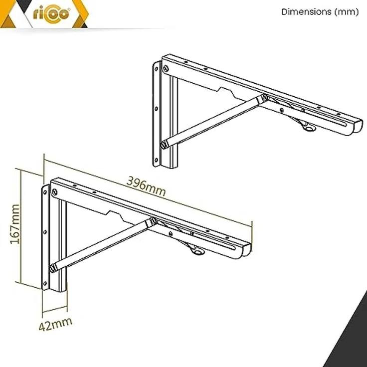 RICOO Wandregalhalter MZ001, Klappbare Wandhalterung für Regal/Kleintisch – Bild 6
