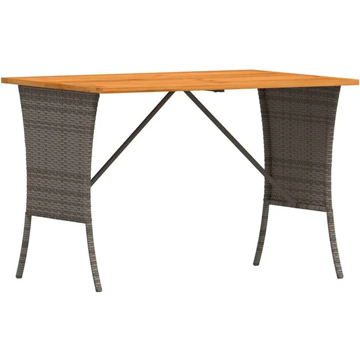Gartentisch, Balkontisch mit Akazienholzplatte Grau 105 x 75 x 72 cm Poly Rattan – Bild 7