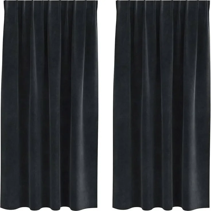 Verdunkelungsvorhänge 2 pcs | für Wohnzimmer & Schlafzimmer Schwarz 140 x 175 cm Samt