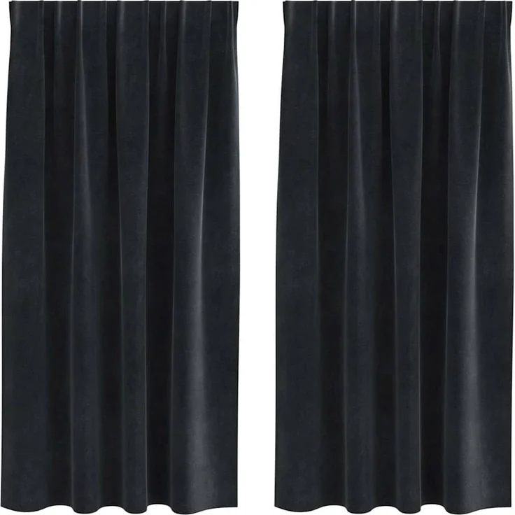 Verdunkelungsvorhänge 2 pcs | für Wohnzimmer & Schlafzimmer Schwarz 140 x 175 cm Samt – Bild 1
