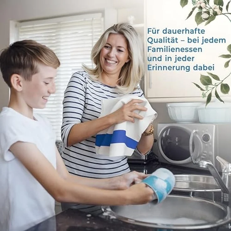 Hammetex 4er Set 50x70 cm Waffel-Handtuch aus 100% Baumwolle – Küchtuch mit Aufhängeschlaufe – Saugfähig, Schnelltrocknend & Oeko-Tex Zertifiziert – Blau – Bild 4