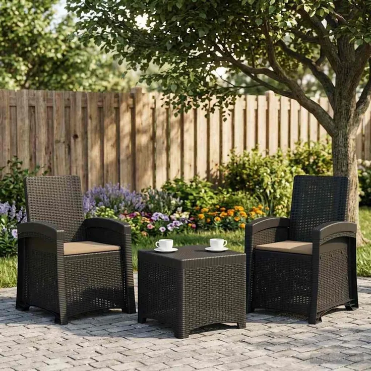 vidaXL Liegesessel Garten Rattan-Optik 2 Stk. Anthrazit und Taupe PP 8012018