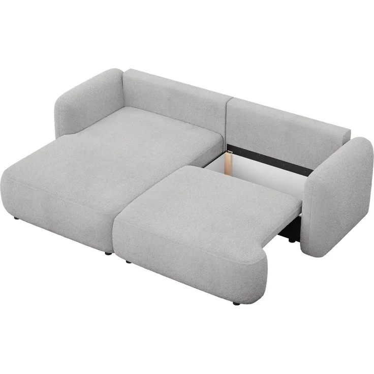 Selsey Tvoya Ecksofa mit Schlaffunktion, Ottomane links, Bouclé Hellgrau – Bild 7