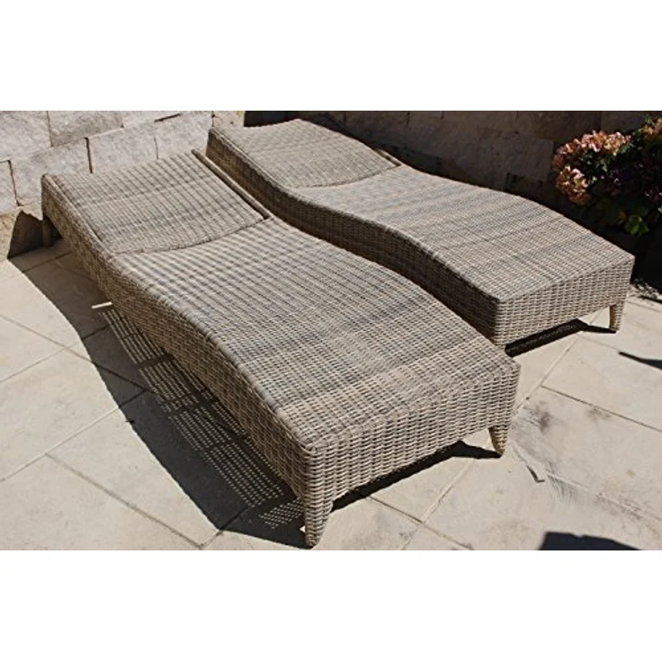 Ragnarök Möbel-Design Gartenliege Sonnenliegen Set, 3-teilig, Kopfteil in 5 Stufen verstellbar, Auflagen ca. 16 cm dick – Bild 10