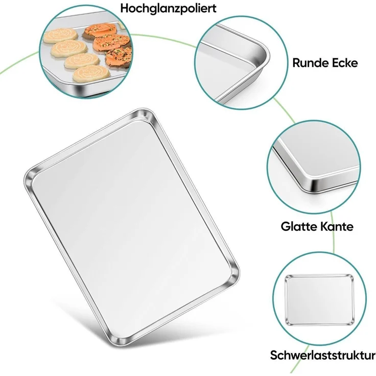 Joyfair Edelstahl Backblech 2er Set 40,5x30,5x2,5cm Fettpfanne - Rostfrei – Bild 3