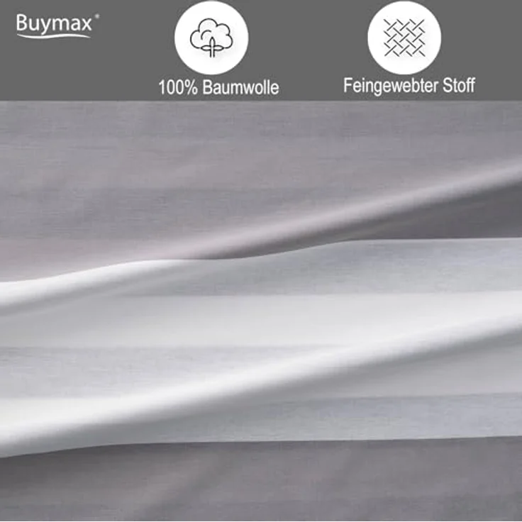 Buymax Bettwäsche Aspara Bettbezug Set 100% Baumwolle, Renforcé, 2 teilig, mit Reißverschluss, modern gestreift, Grau Weiß, 135x200 cm – Bild 4