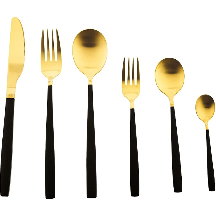 Almina Besteckset, 36 teilig, Edelstahl 18/10 gold-schwarz