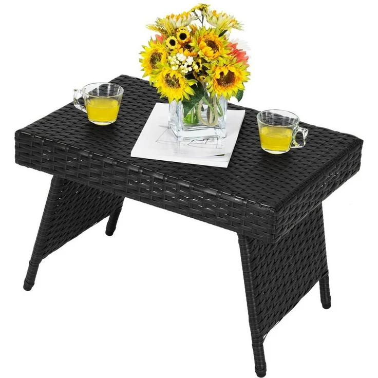 COSTWAY Gartentisch Rattantisch Beistelltisch, klappbar 60x40x40 cm – Bild 5