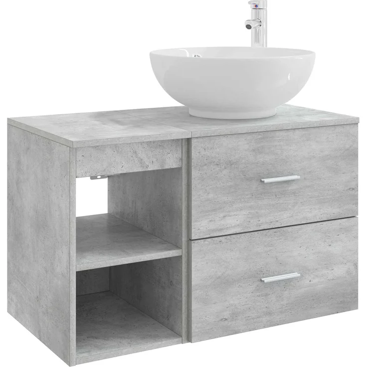 vidaXL Badezimmerschrank-Set 2 stk. Betongrau 79,5 x 44,5 x 80 cm 3403915 – Bild 2