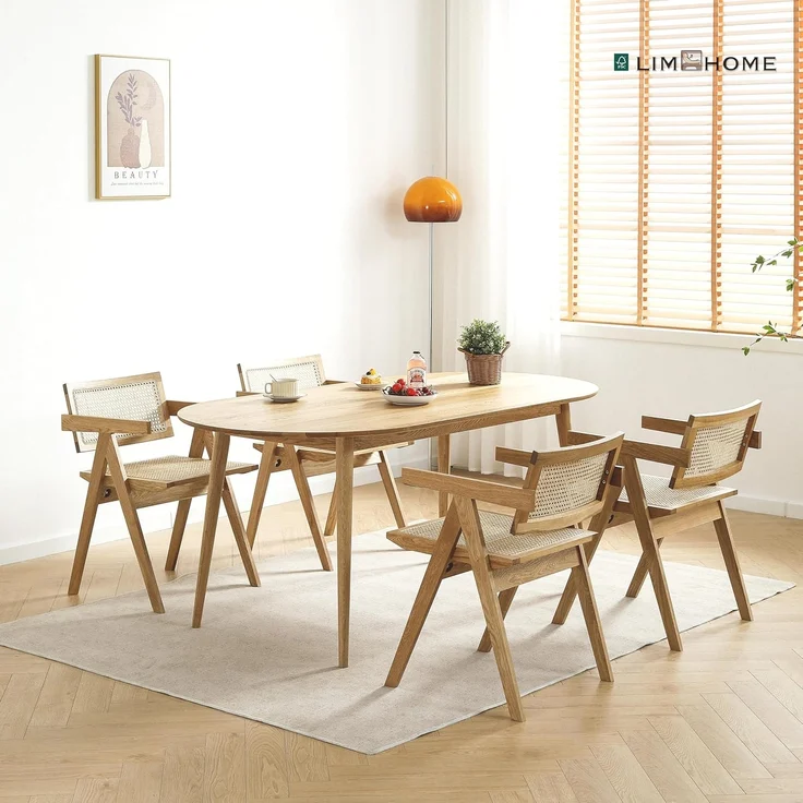 LIM HOME Esszimmerstuhl SW020/SW021 (Packung, 2 St), Eichenholzrahmen mit Sitzfläche aus Rattan, Montage erforderlich – Bild 9