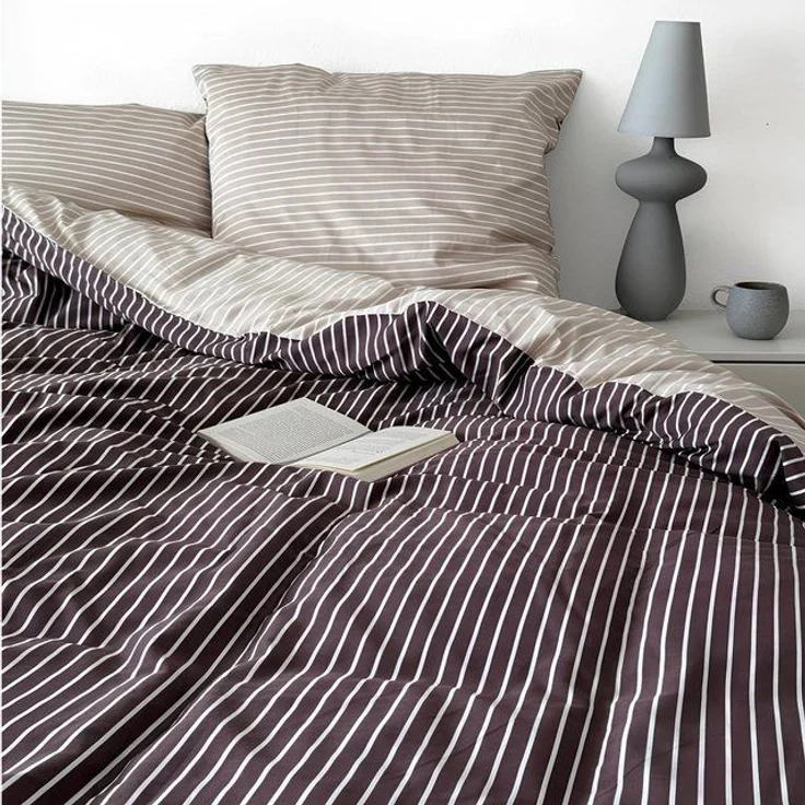 MAGANO Wendebettwäsche, Bambus & Baumwolle Satin, Luxus Bettwäsche Streifen, 400 TC Luxusqualität, Hypoallergen, Thermoregulierend – Bild 4