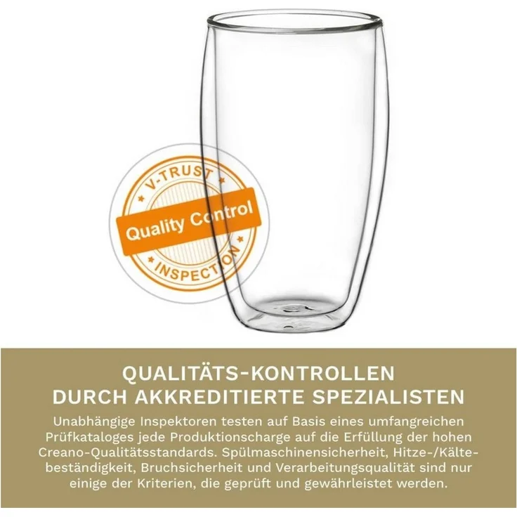 Creano Teeglas Doppelwandiges Thermoglas 400ml „DG-SH“, Borosilikatglas, 2 Gläser – Bild 3