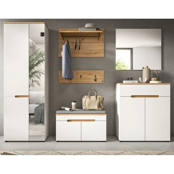 Garderobe Set 7-tlg. Cooper in weiß und Eiche 255 cm – Bild 2