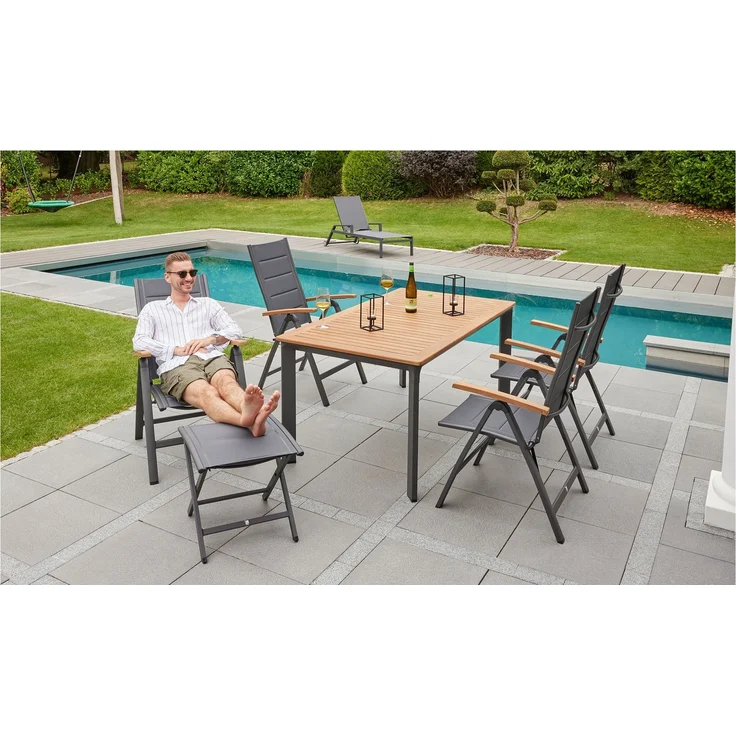 Gartenhocker Unicamo, Aluminium, Schwarz, 50 x 45 x 50 cm – Bild 5