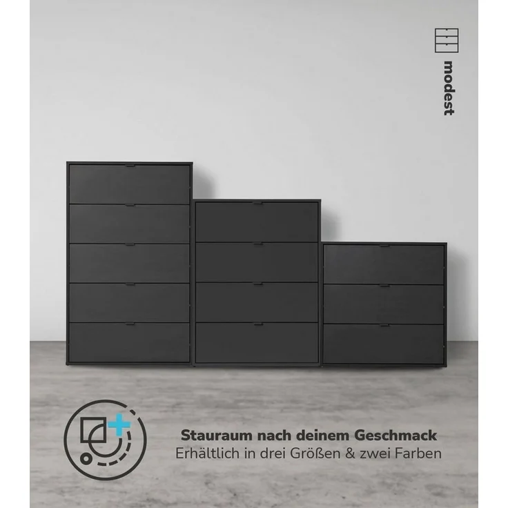 mokebo Sideboard Die Stilvolle (mit 4 Schubladen), Nachttisch, Highboard, Anrichte oder Kommode in Schwarz – Bild 3