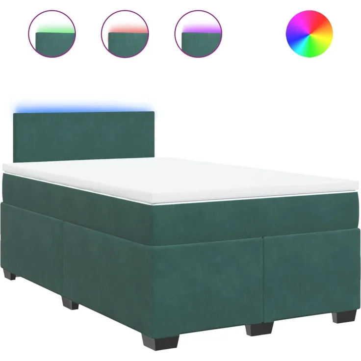 vidaXL Boxspringbett mit Matratze Dunkelgrün 120x200 cm Samt 3288579 – Bild 2