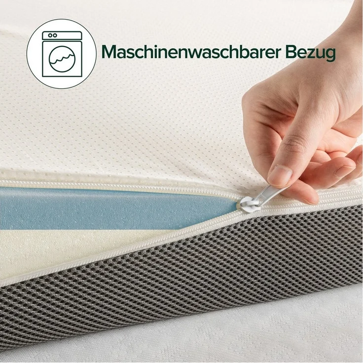 ZINUS, Topper EcoSleep H3/H4, 7 cm hoch, Druckentlastend, Pflegeleicht, Atmungsaktiv, 7 cm hoch, (Upgrade für Deine Matratze, hyperallergen, hautschonend, Matratzentopper 90x200 cm/ 7cm Höhe), Open-Cell Memory Foam für hervorragende Atmungsaktivität – Bild 2